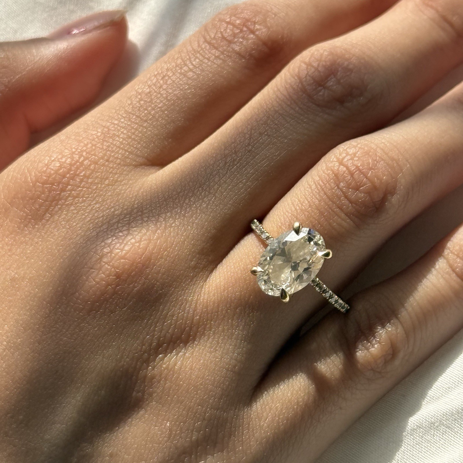 Brilliant Earth Oval Natural Diamond 18K Yellow Gold Prong Engagement Ring 6