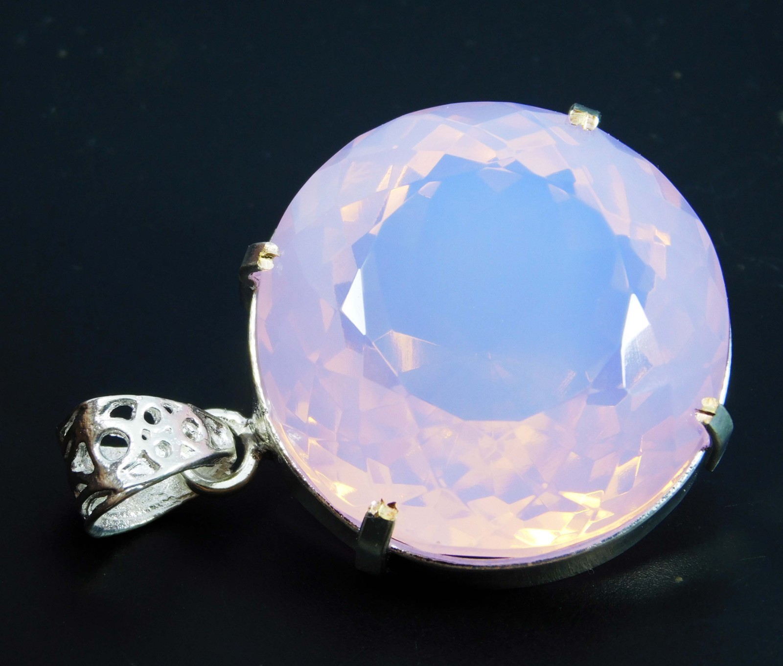 181.45 Ct Natural Blue Pink Fire Opal 925 Solid Silver PENDANT Loose Gemstone