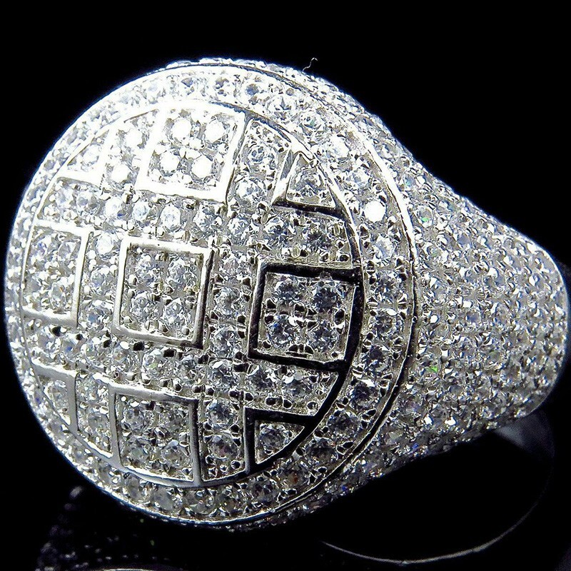2.55CT Simulated Diamond Elegant Ring Silver Plated Micro Pave Bling Ring