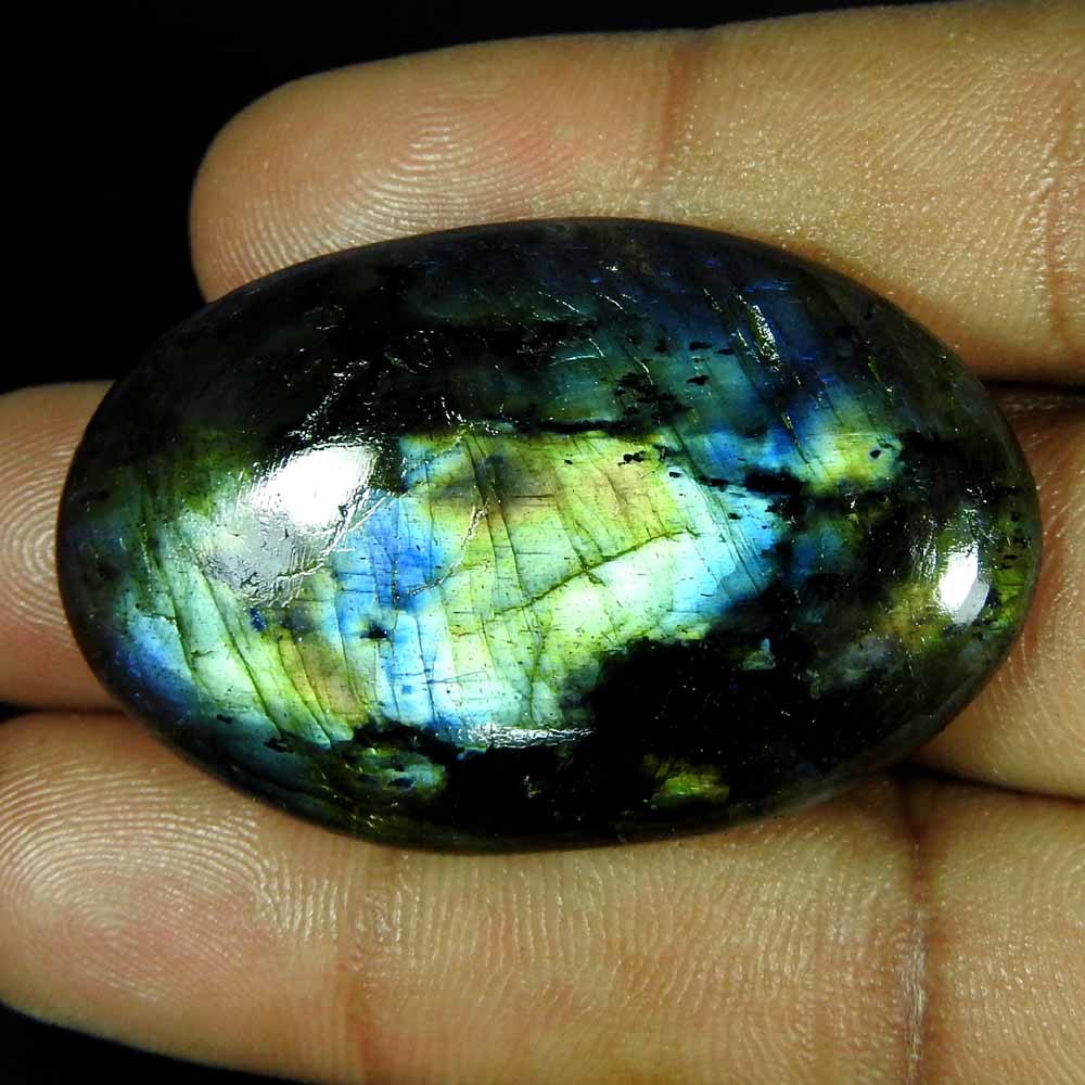 71.00Cts100%Natural Blue Power Labradorite Oval Cabochon Loose Gemstone