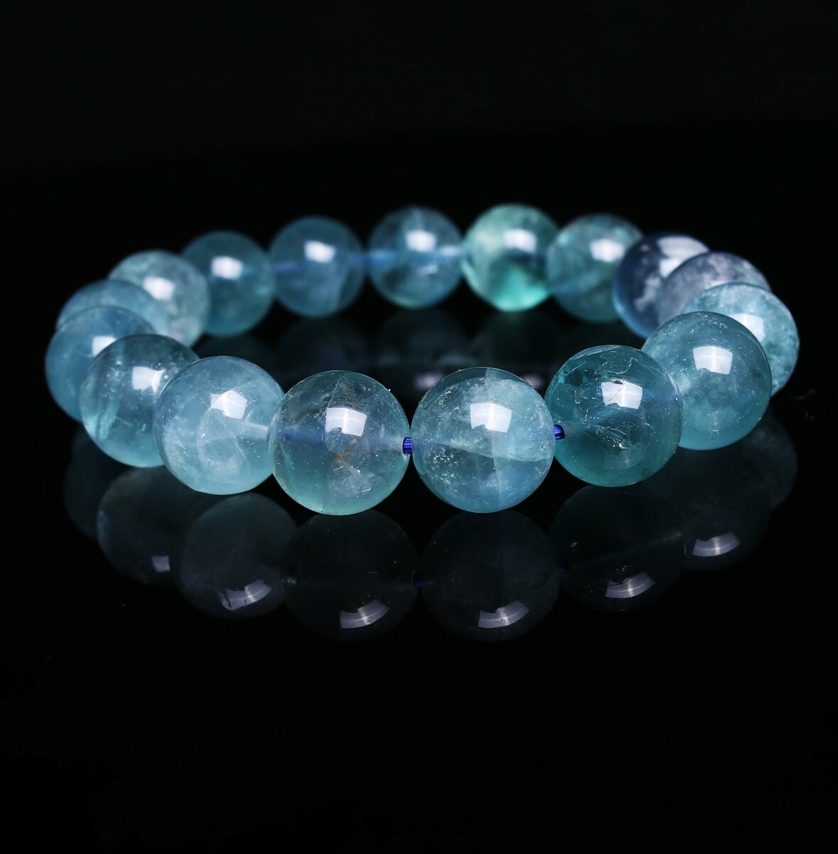 12mm Natural Blue Fluorite Crystal Quartz Beads Bracelet AAAA C0968