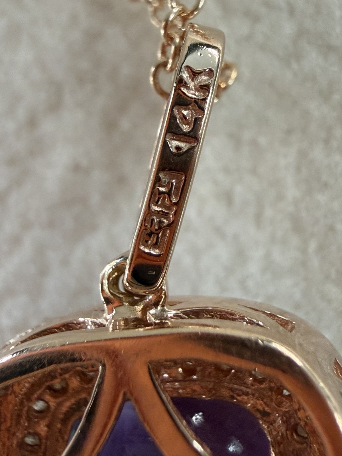 EFFY 14K Rose Gold Pendant Necklace Amethyst Diamonds 16″ & 18″
