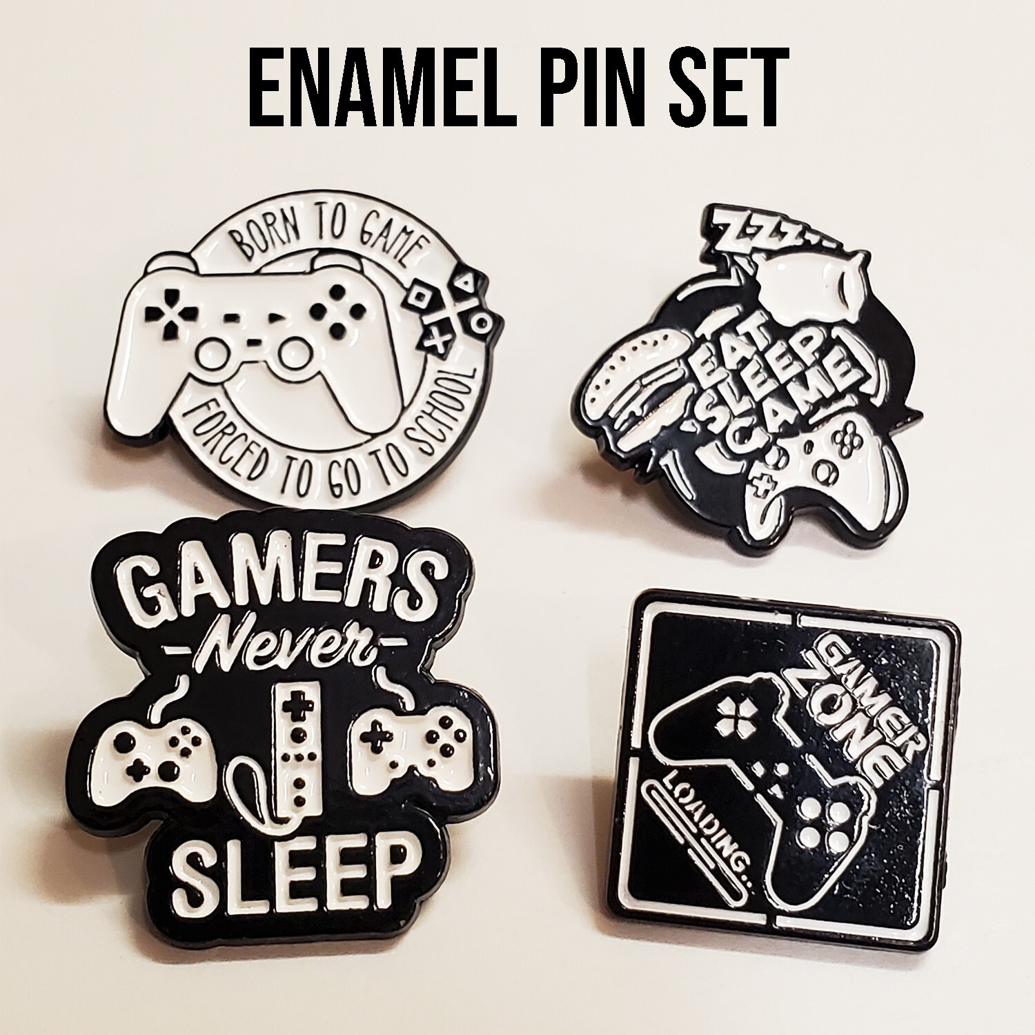 4 video game themed enamel pins – kids gamer gift pin set