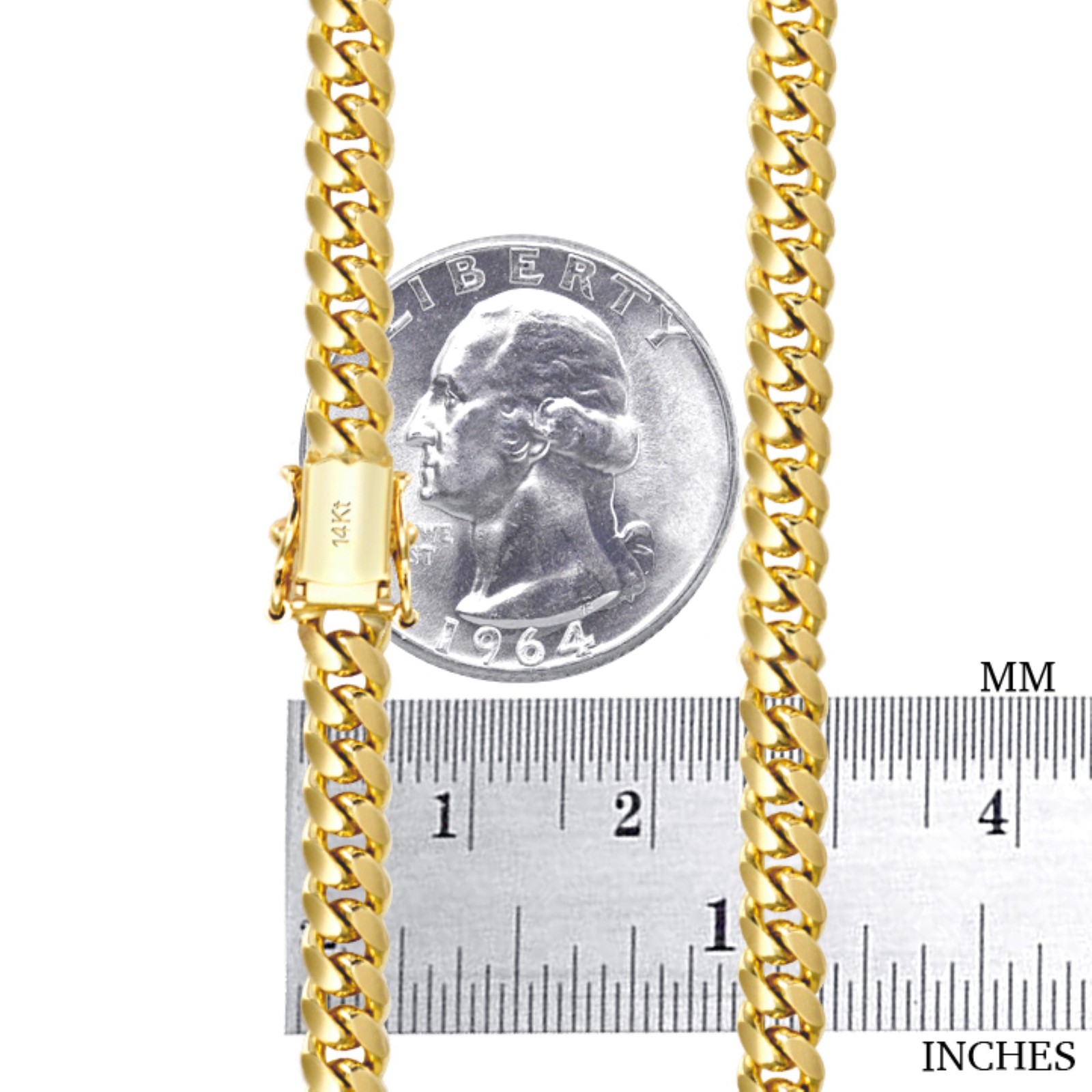 14K Yellow Gold Solid 5mm Miami Cuban Link Chain Bracelet Men 7″ 7.5″ 8″ 8.5″ 9″