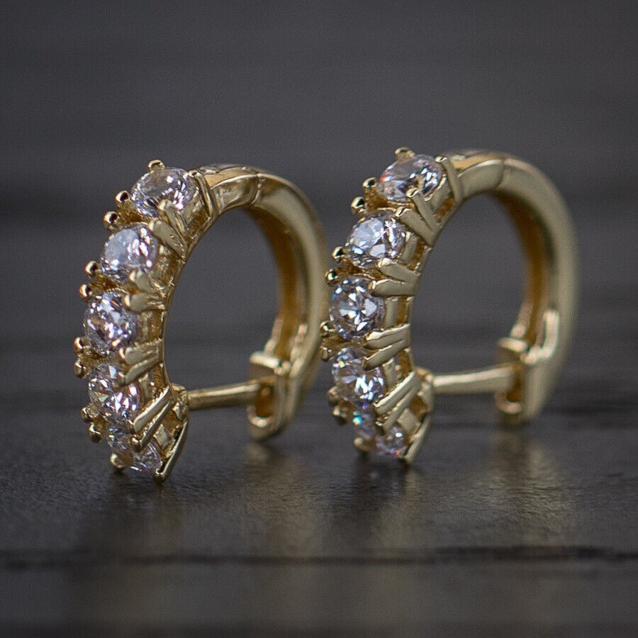 0.3CT Round Natural Diamond Clip On Men’s Hoop Earrings 14k Yellow Gold Certify