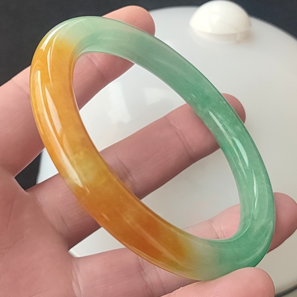 Certified Grade A Red Green 60-61mm Natural Burma Jade jadeite Bangle Bracelet