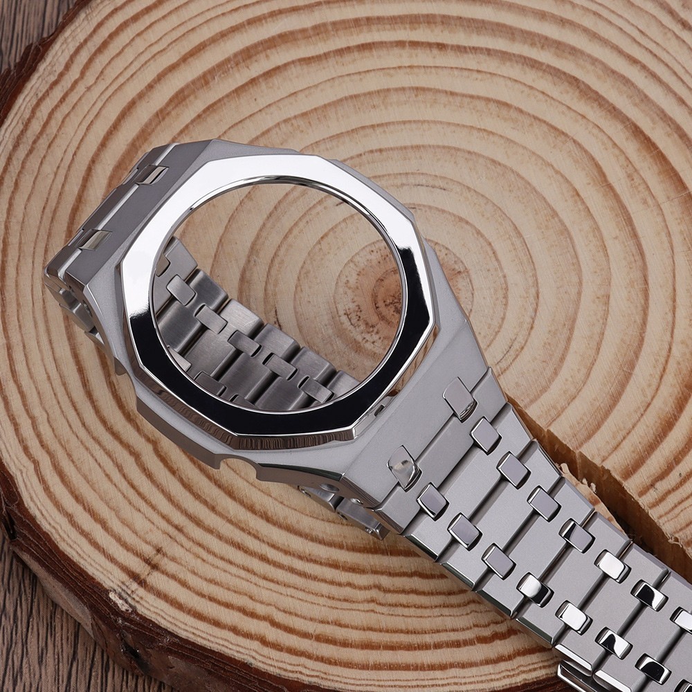 44.3mm Watch Case Strap Modify casio GA-2100 casioak Mods Silvery 316L Stainless