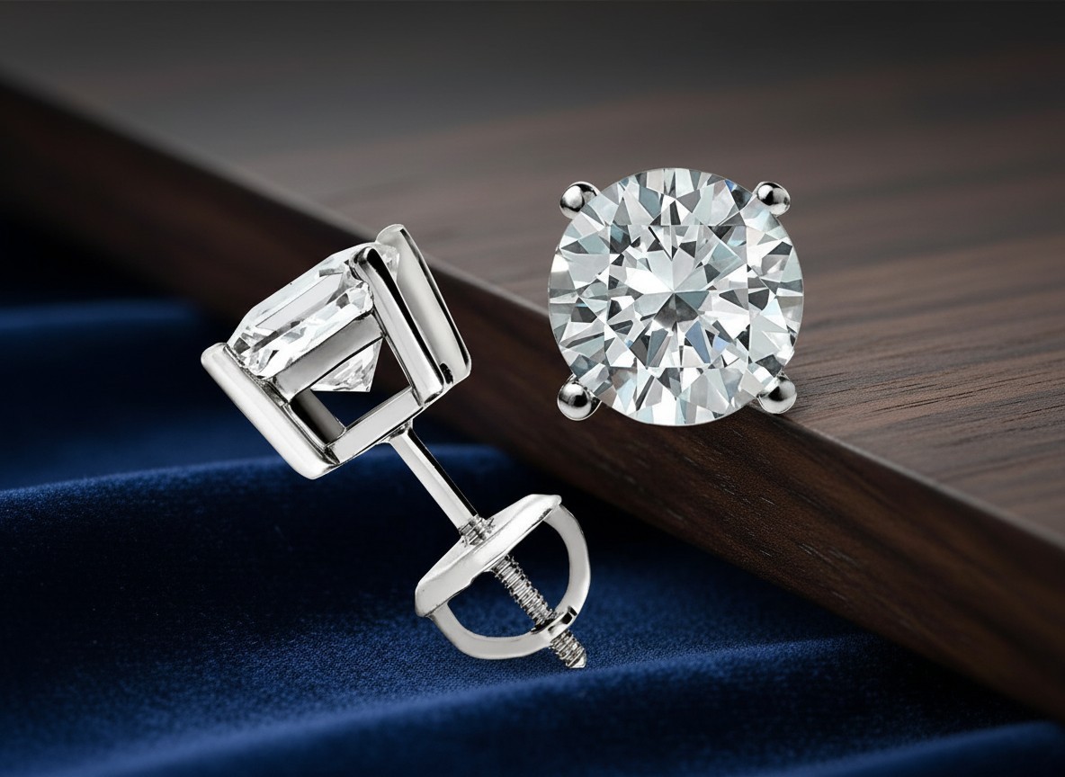 2.00 CT ROUND CUT GRA MOISSANITE EARRINGS 14K SOLID WHITE GOLD STUDS SCREW-BACK