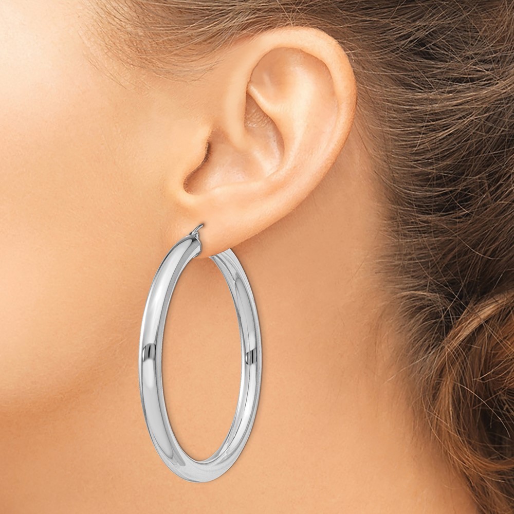 5mm Sterling Silver, Extra Large Round Hoop Earrings, 55mm (2 1/8 In)