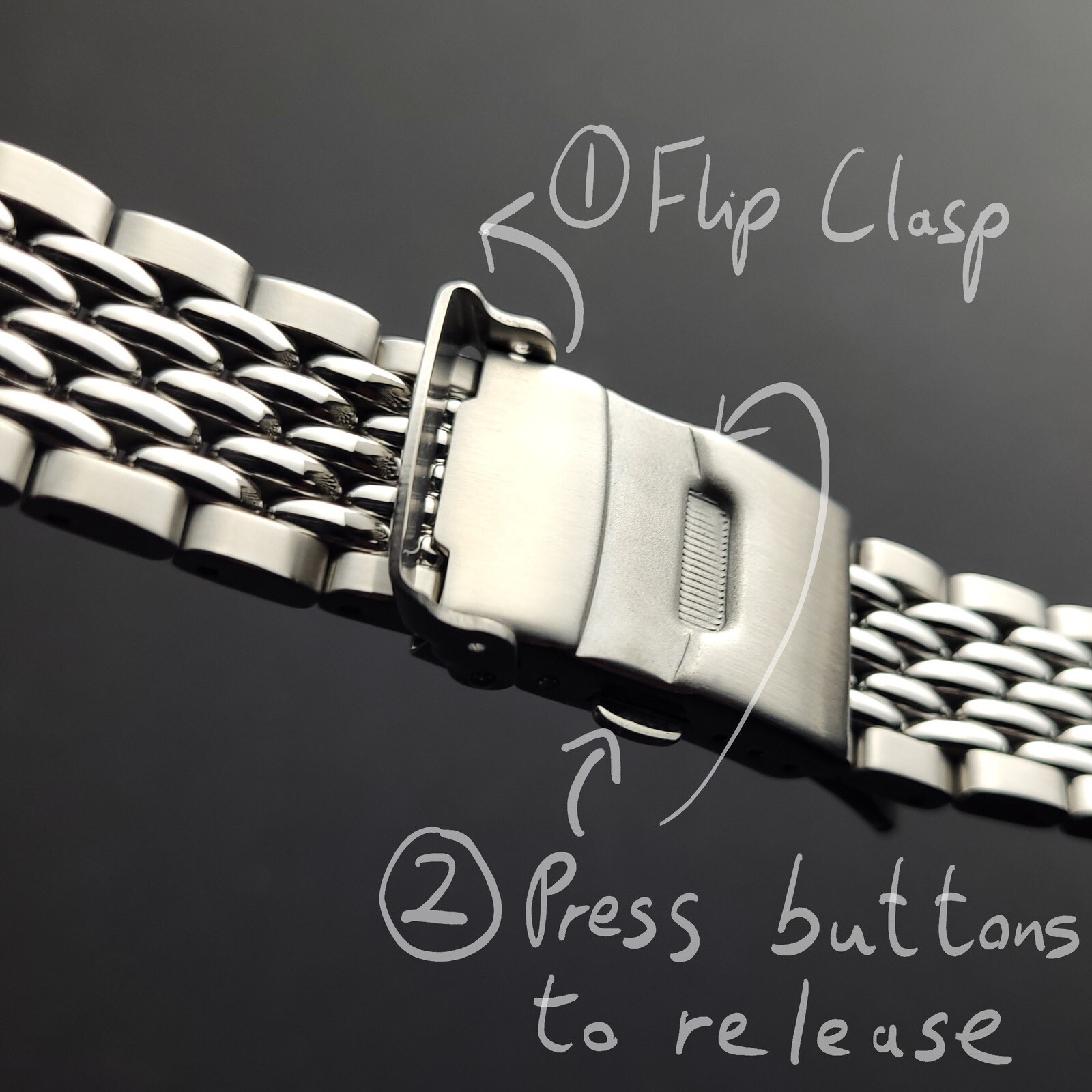 Iconic Beads of Rice Watch Bracelet | Machined Steel Band in 18mm 20mm 22mm