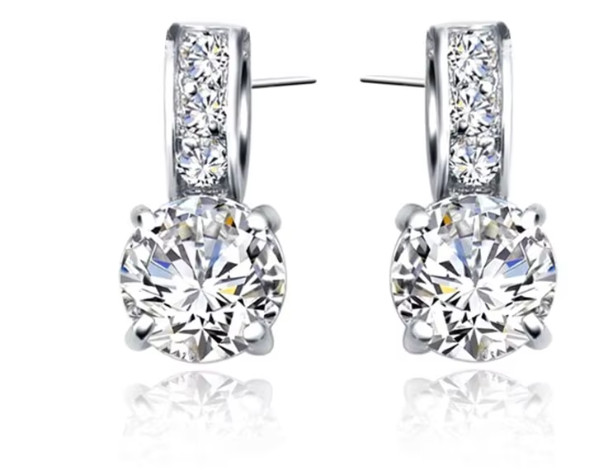 3Pcs-925 Sterling Silver Bridal Jewelry Set CZ Crystal Necklace Earrings Gift