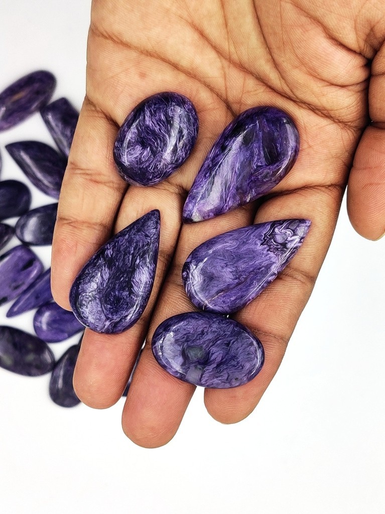 Premium Natural Charoite Chabochon Gemstone For Necklace Jewelry Making 72038