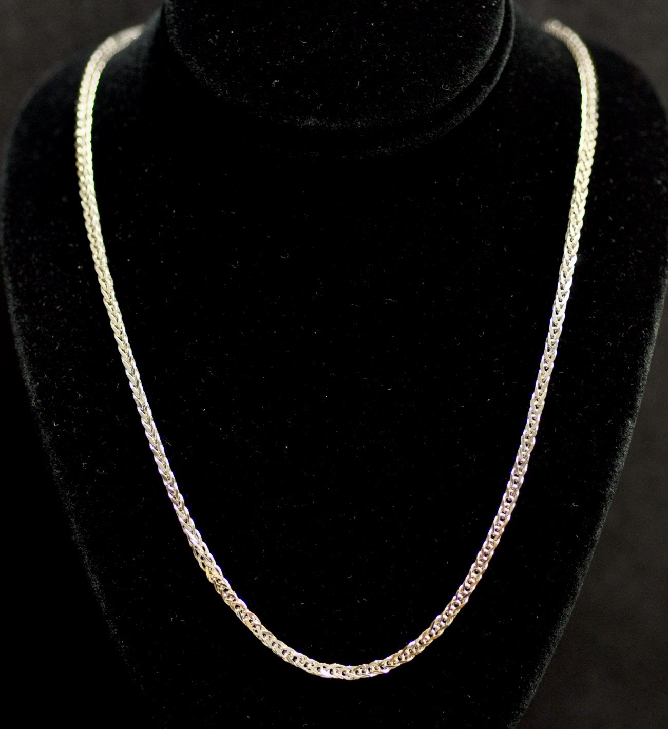 4.90 grams 14k solid white gold foxtail wheat chain necklace 24 inches #4293