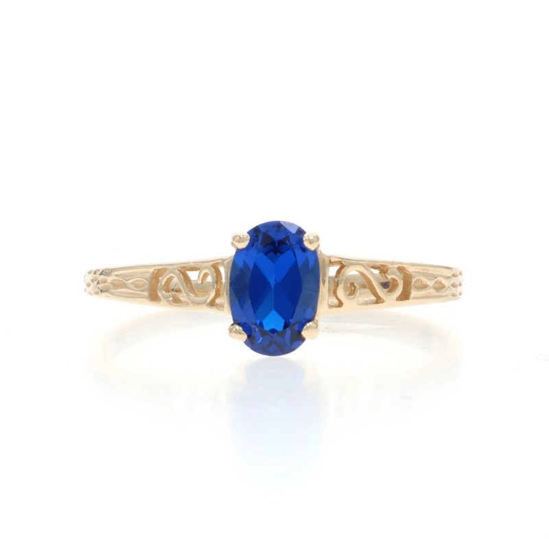 Yellow Gold Lab-Created Spinel Solitaire Ring – 14k Oval .30ct