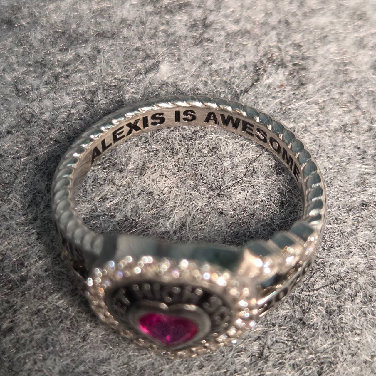 High School Class Ring 2026 Custom Pink Ruby Heart Stone In 925 Silver Halo Ring
