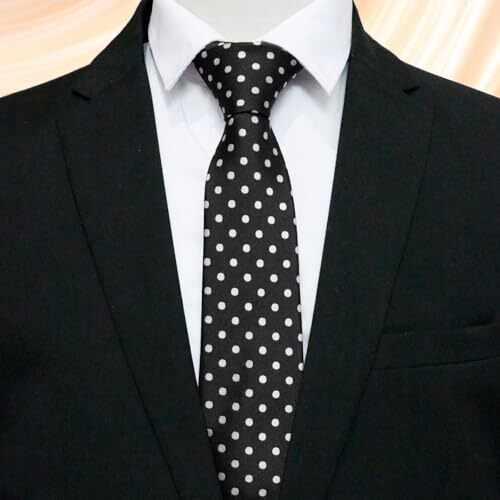 Polka Dot Ties for Men, 3.15″ Classic Mens Necktie for Casual Business Black