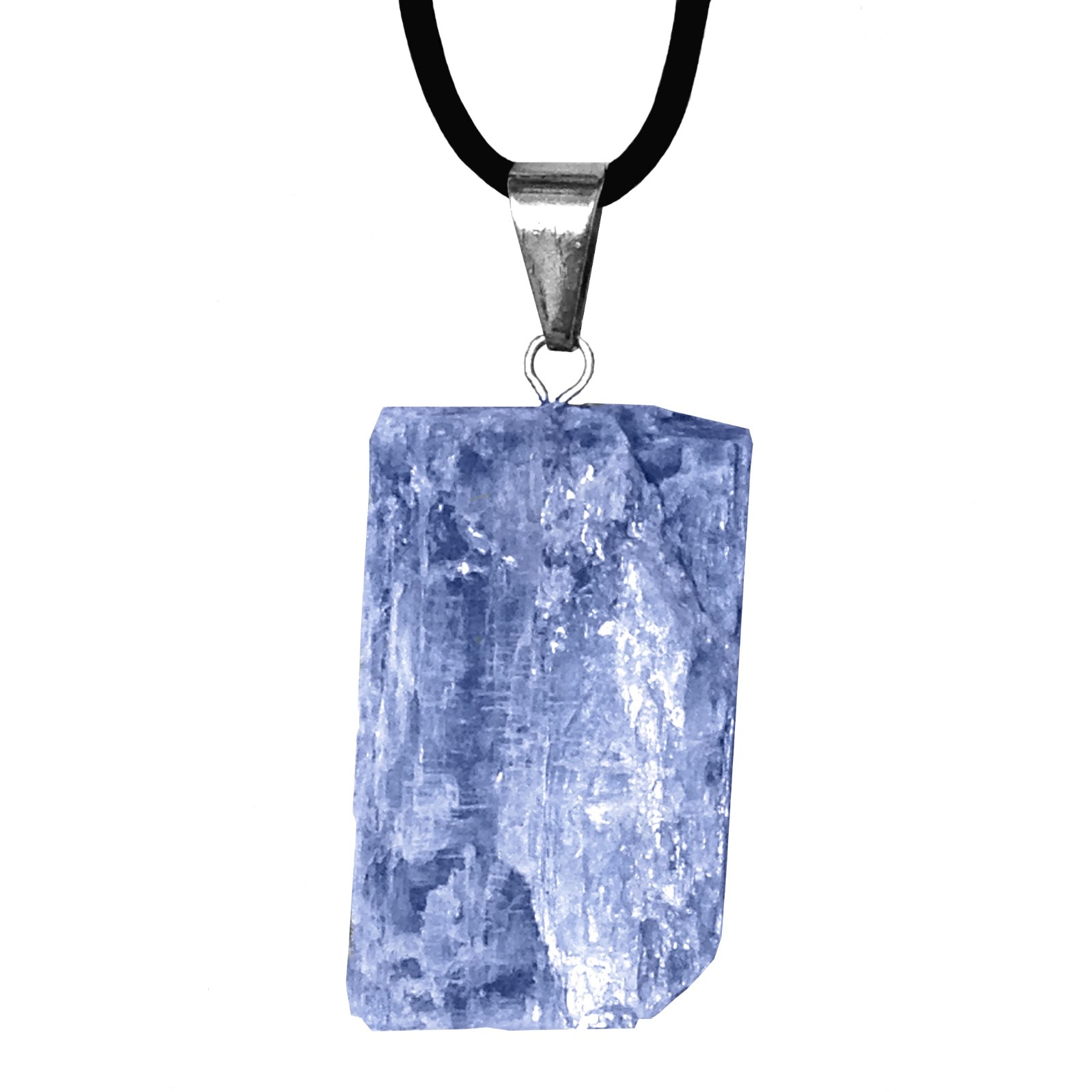 Natural BLUE Kyanite Pendant Sterling Silver Necklace Rough Gemstone Chakra Heal