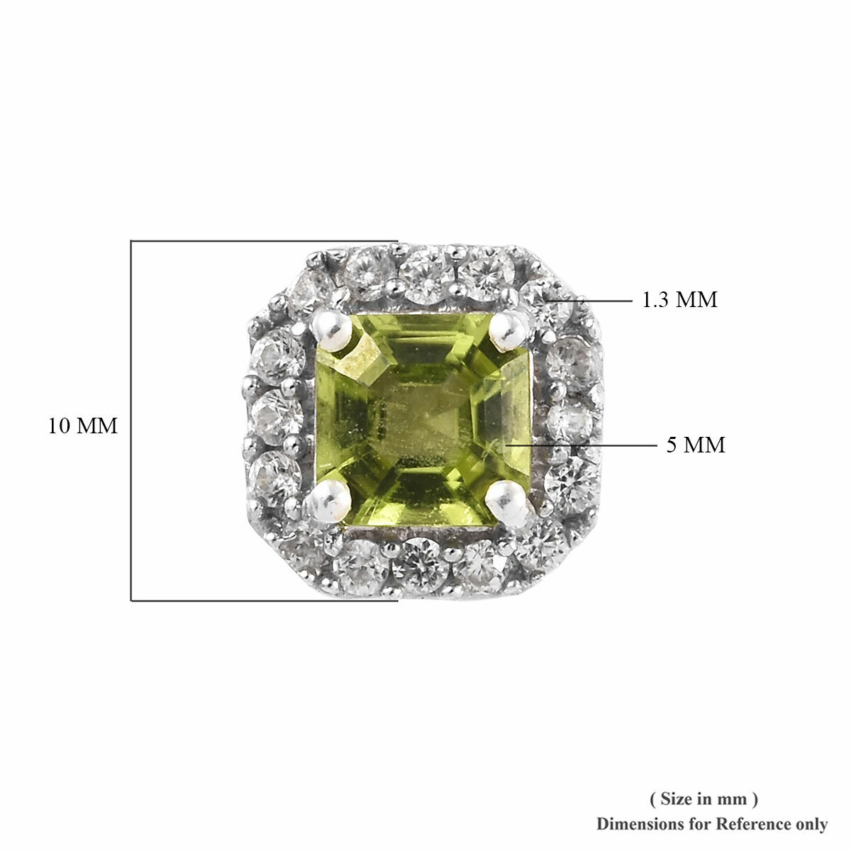 Natural Peridot Stud Earrings in Platinum Over Sterling Silver 1.90 ctw