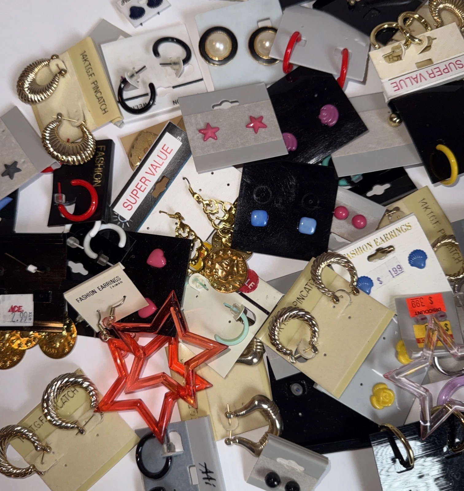 NEW Wholesale Resell Lot 100 Pairs Women’s Fashion Pierced Earrings on Cards