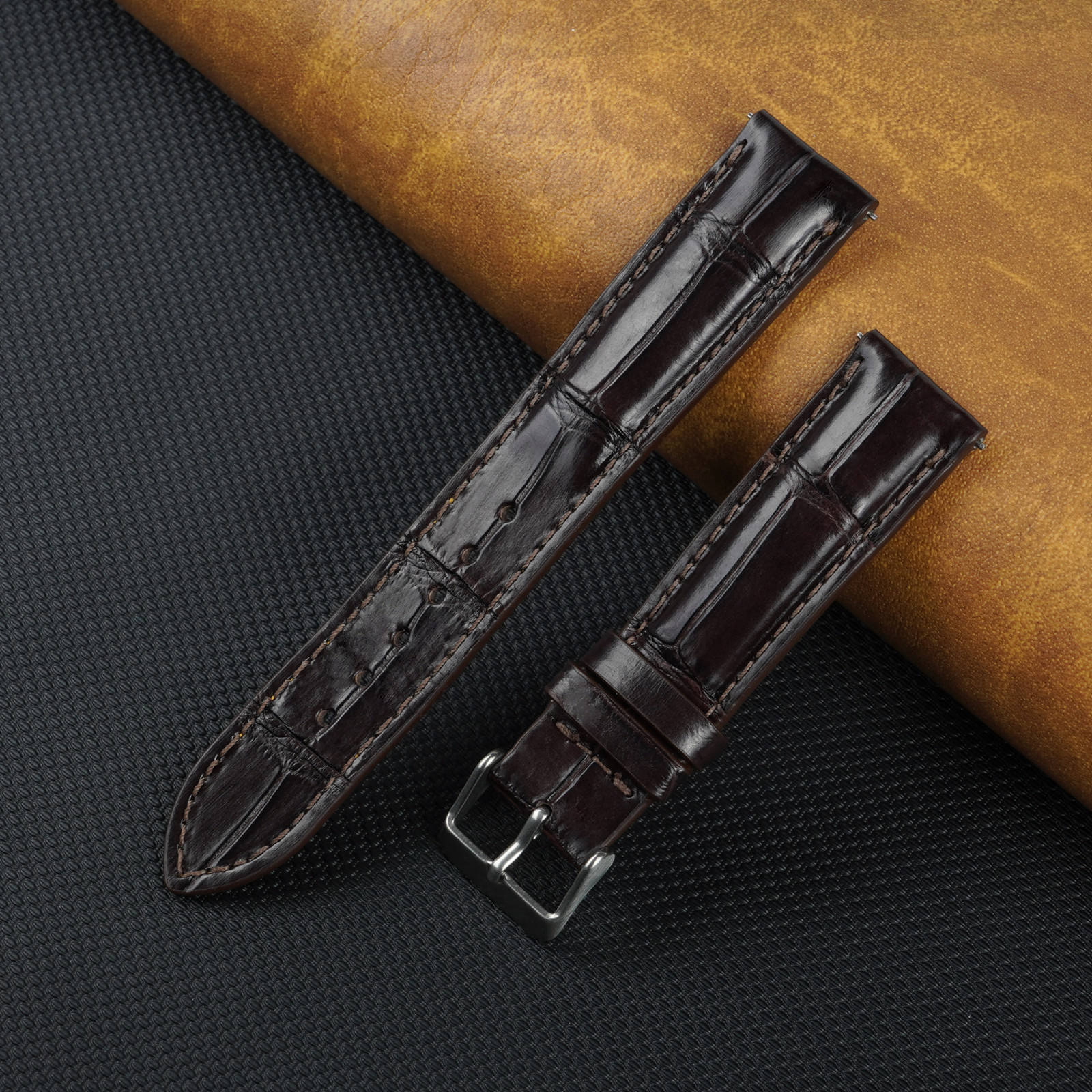 Leather Watch Strap Men Genuine Crocodile Quick Release Watch Band Classic Gift