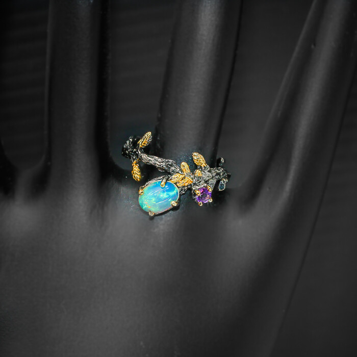 Natural Not Heated Opal Silver Ring 925 Sterling / RVS270