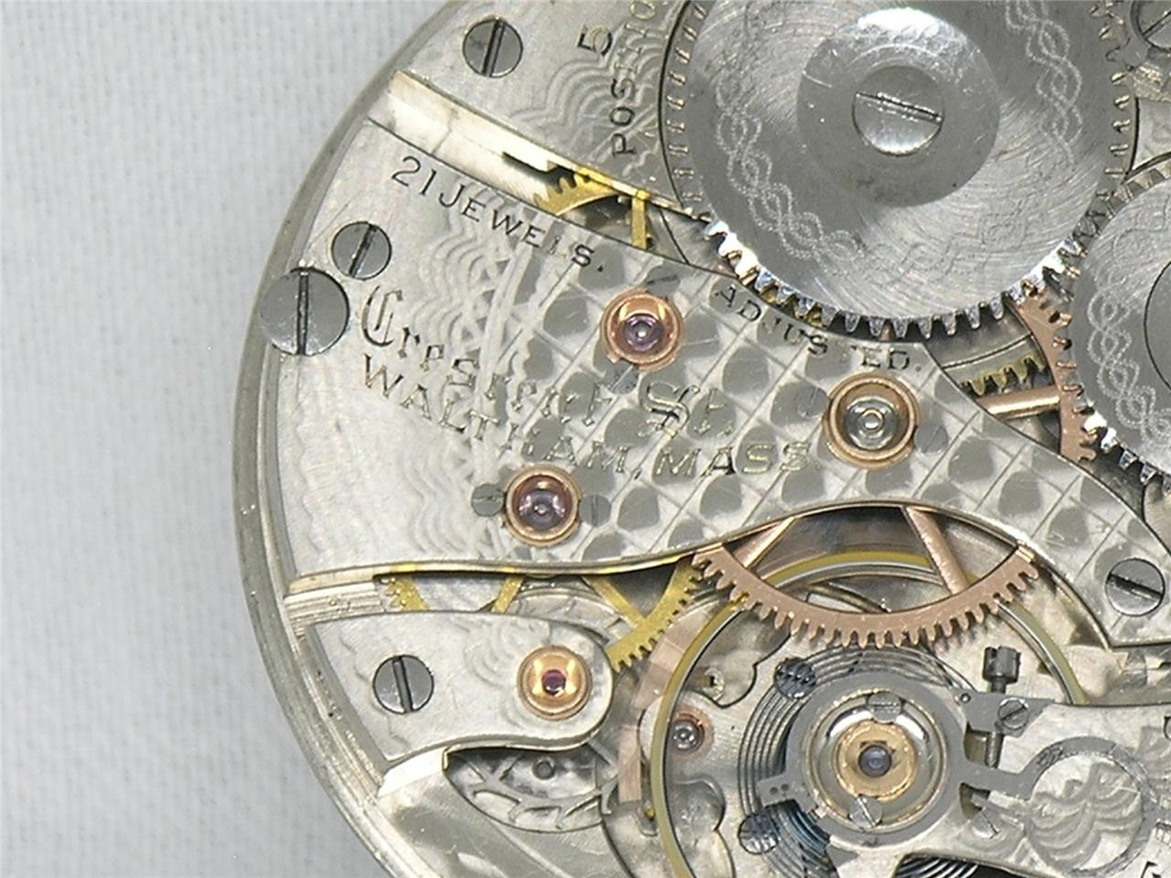 16S WALTHAM 21 JWL CRESCENT STREET WIND INDICATOR RAILROAD POCKETWATCH, RUNNING!