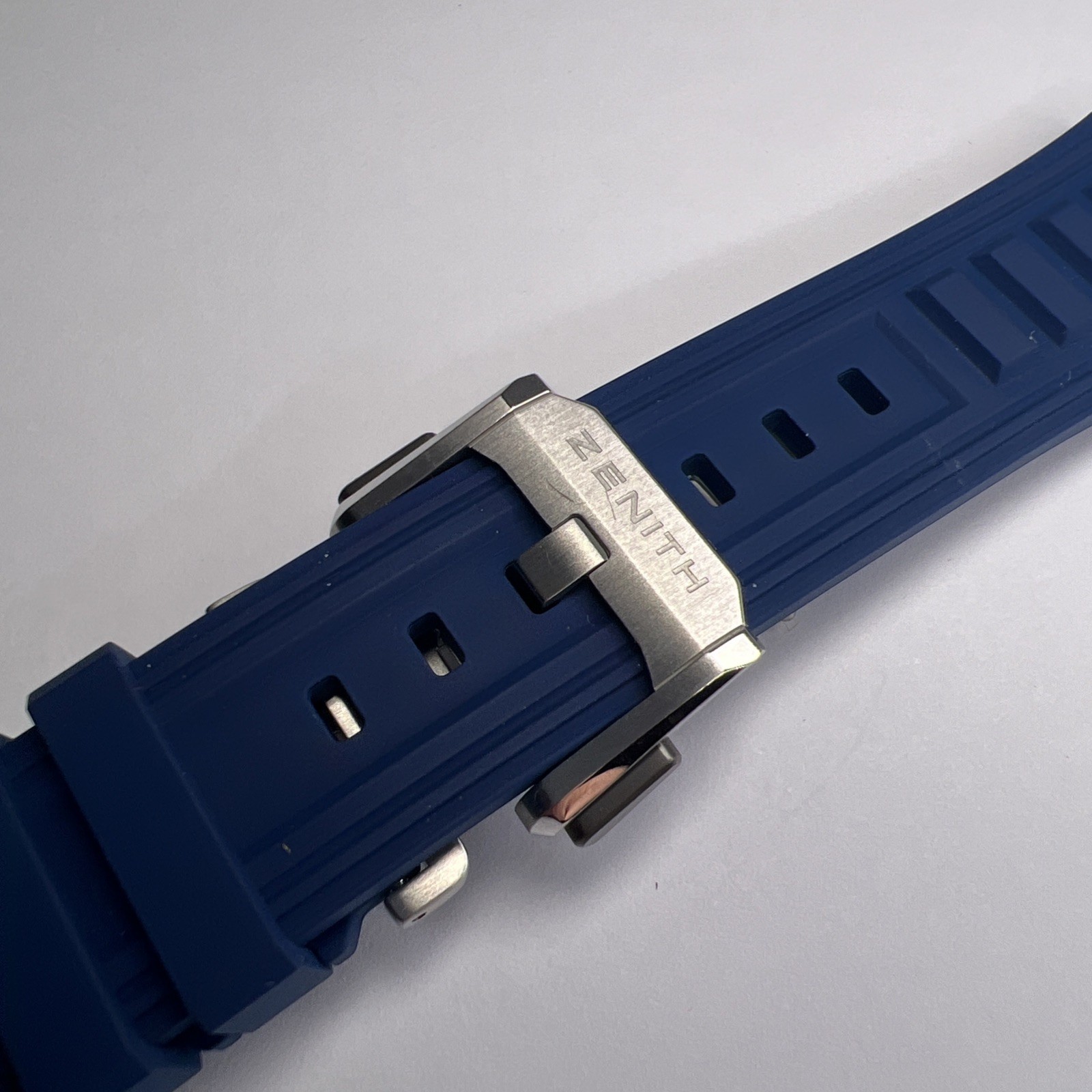 Zenith Blue Rubber Strap & 20mm Stainless Steel Deployant Clasp For Defy Extreme