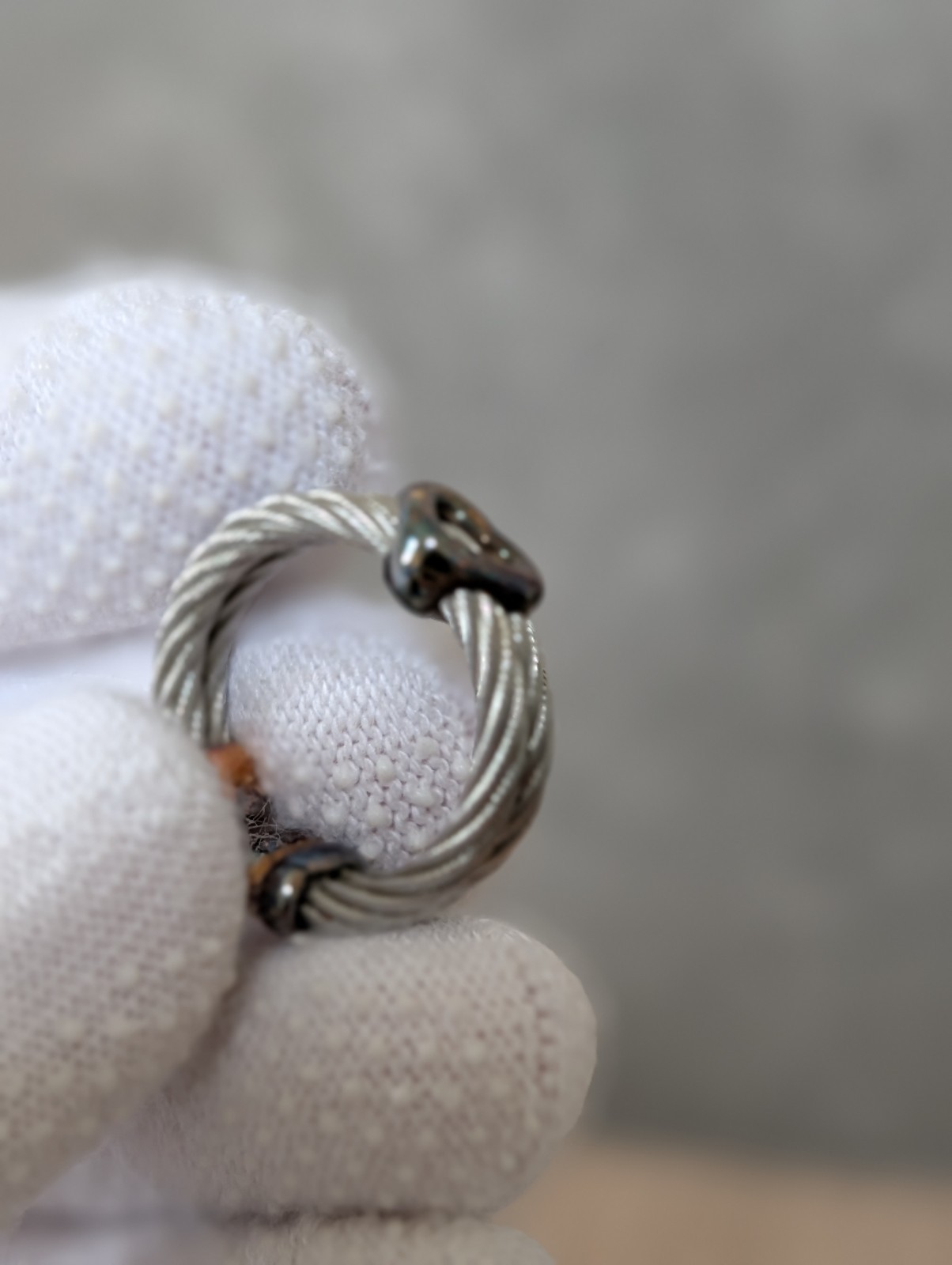 Vintage Charriol Stainless Steel Cable Heart Ring Sz US 6-7
