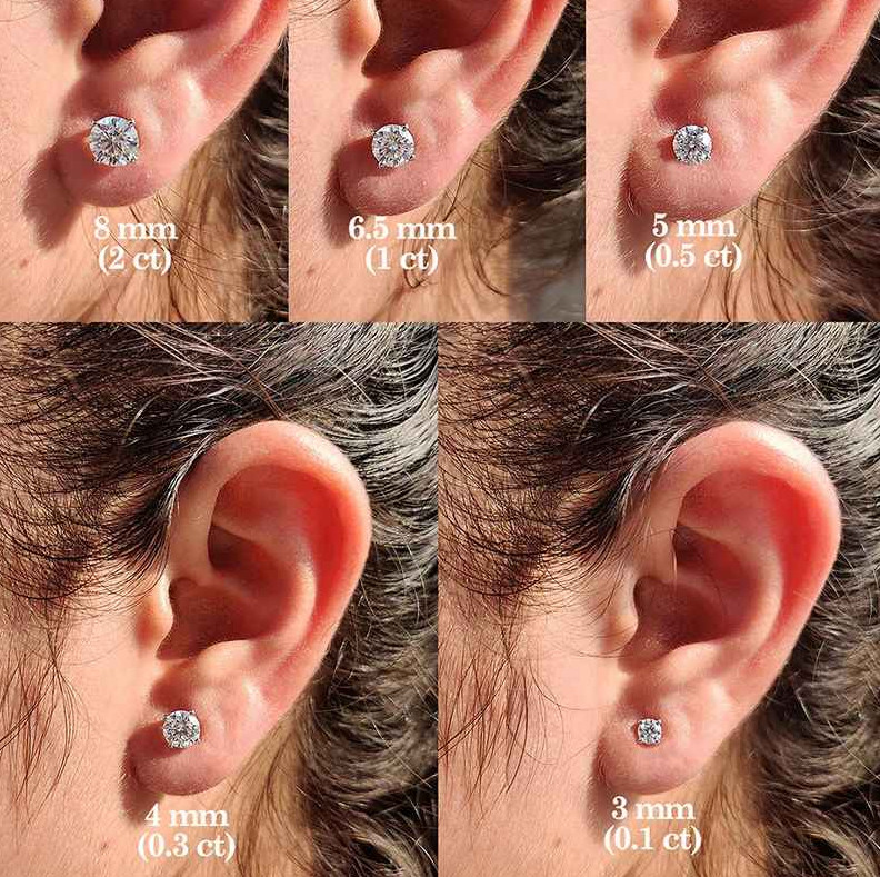 Real 0.1-3CT GRA Test Passed Moissanite Stud Earrings for Women Men S925 Silver