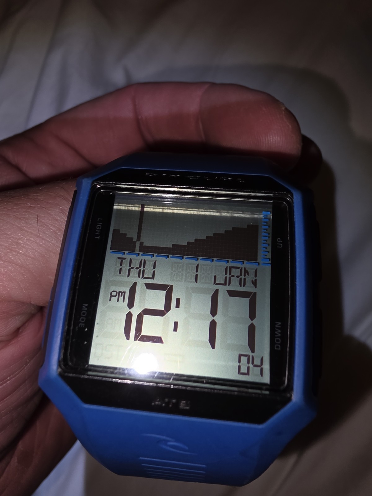 Rip Curl Tide Watch Blue Lcd Surf Great Condition A1119 New Battery. Awesome