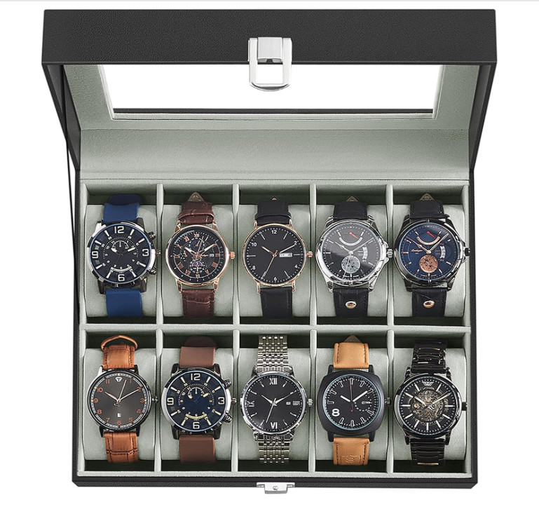 10Slots Watch Box Display Case Organizer Watch travel Case Jewelry Box For Men