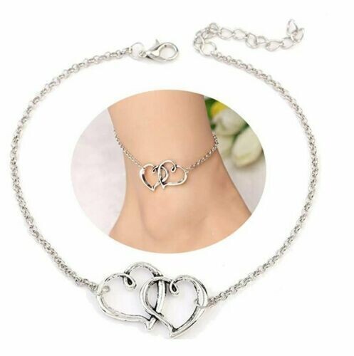 Double Heart Arrow Shape Stainless Steel Anklet Ankle Chain Bracelet Women Foot
