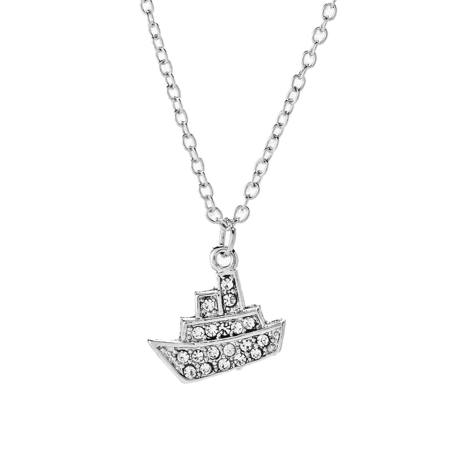 Lovita & Co. 2 PC Necklaces LOVE & SHIP Silver Tone Crystals Beachy Brand New