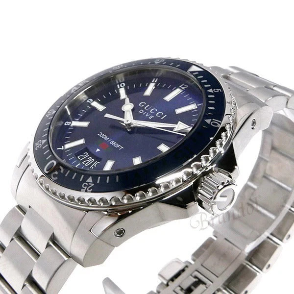 GUCCI YA136311 Men’s 40mm Dive Watch – Blue Stainless-Steel Band and Case