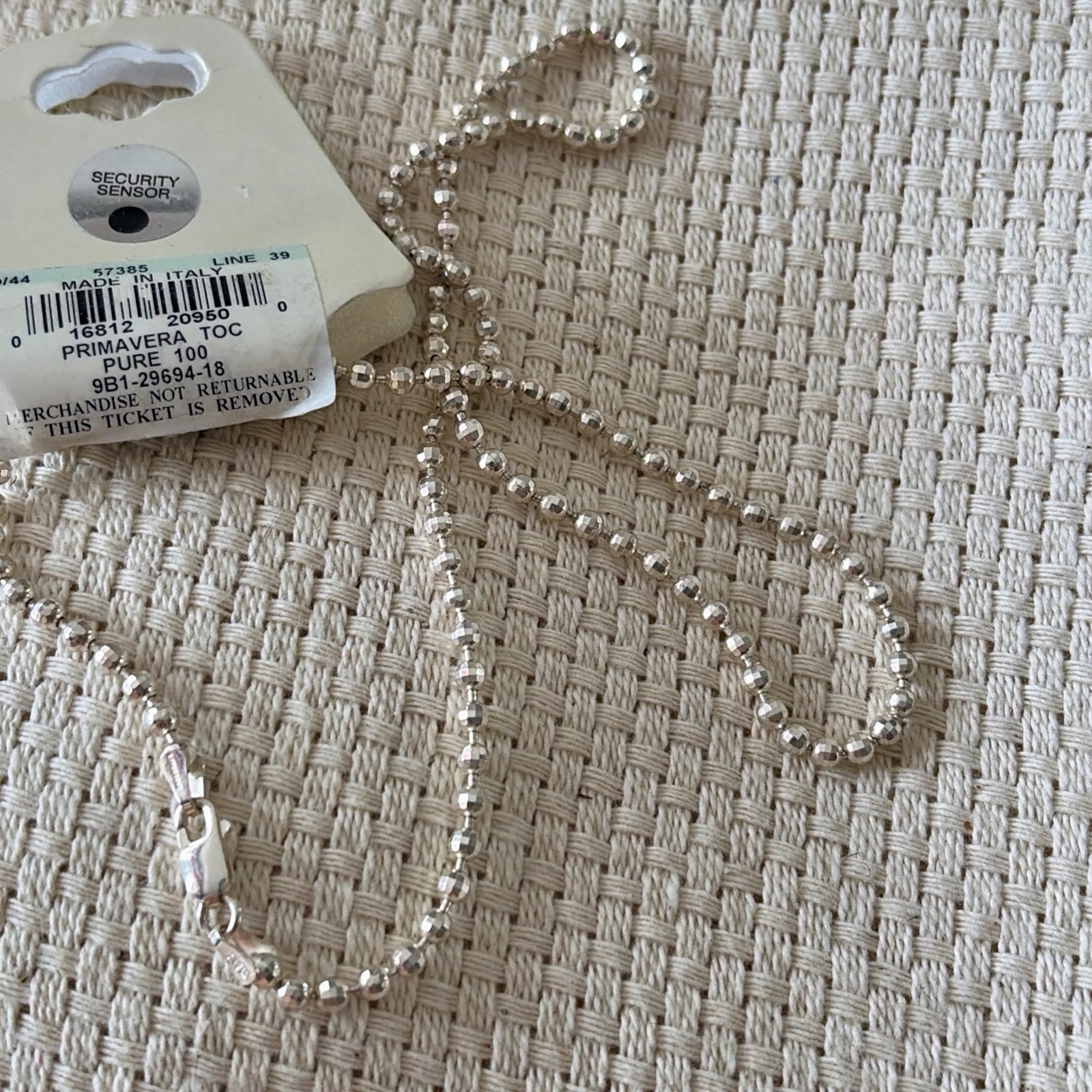 DANECRAFT PURE 100 SILVER NECKLACE MADE IN ITALY 10.0% PURE SILVER 18 IN NEW