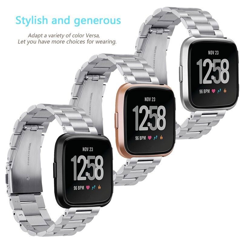 Metal Stainless Steel Watch Band Wrist Strap For Fitbit Versa/Versa 2/Versa Lite