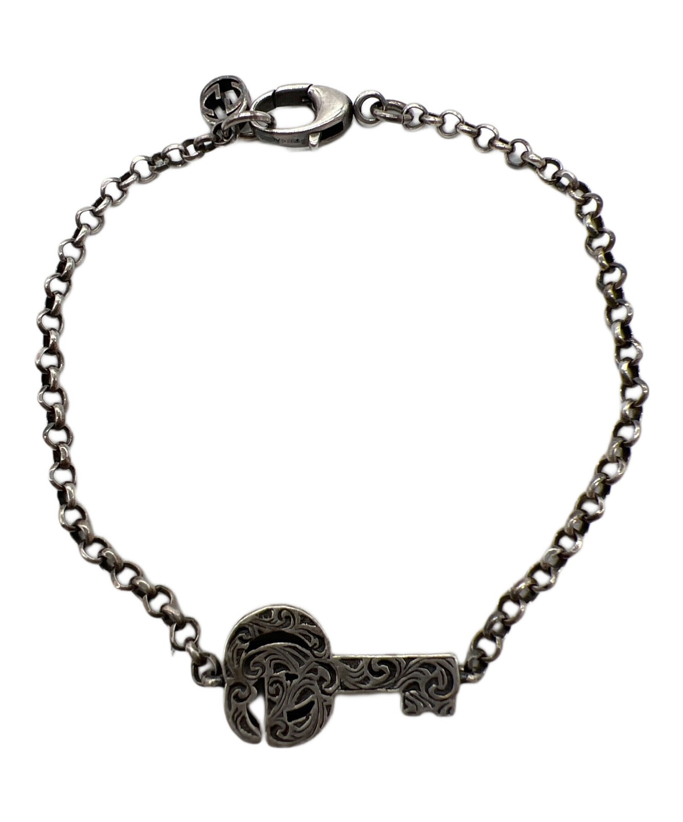 Gucci Double G Key Bracelet Silver 925 Lobster Clasp 17cm 6.6in Womens 770723
