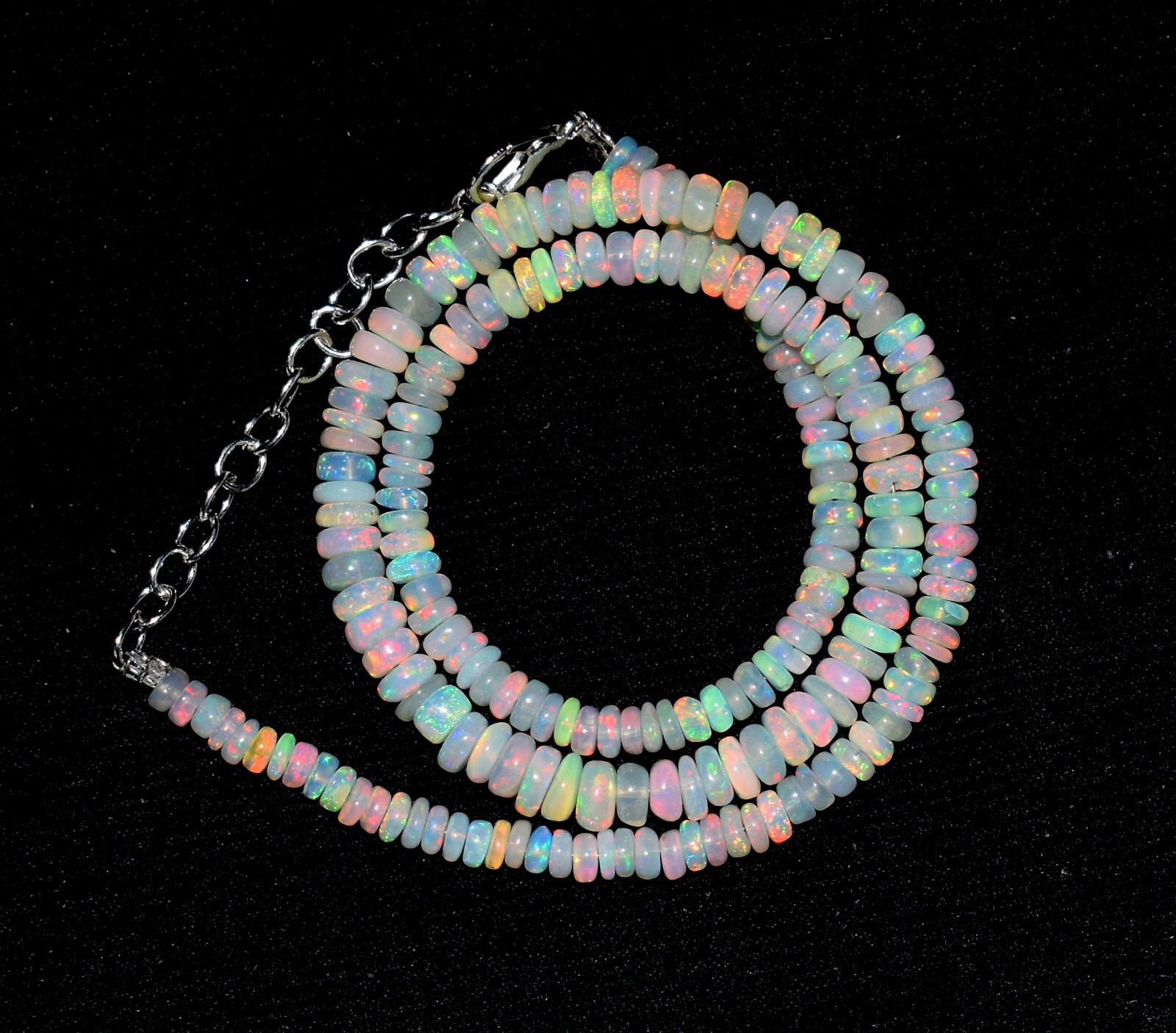 Genuine Opal Natural Ethiopian Opal Wello Fire Opal Gemstone Beads Necklace “16