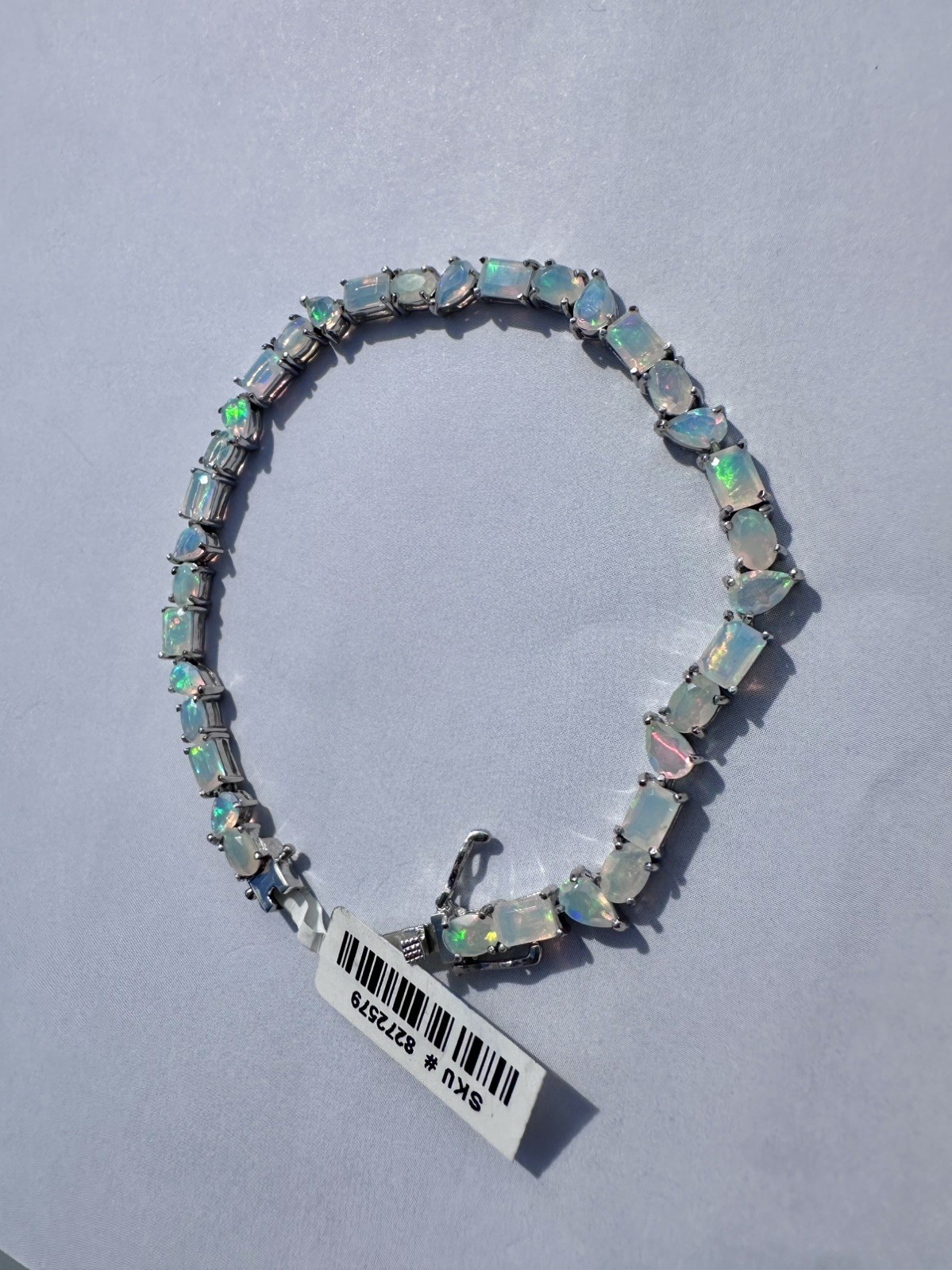 Stunning Genuine Opal Bracelet In Sterling Silver