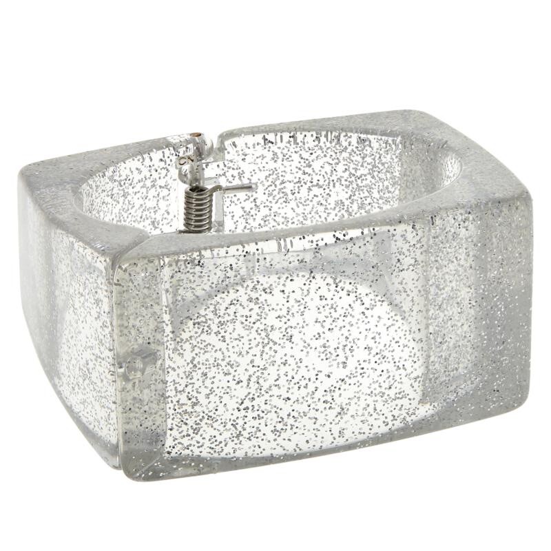 MarlaWynne Speckled Square Hinged Bangle Bracelet-Silvertone-NWT