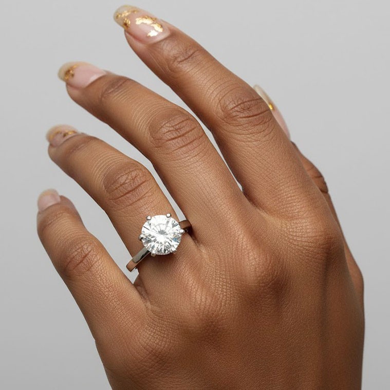 Solitaire Engagement Ring Solid Platinum 3.85 CT Round Lab-Grown Diamond F SI2