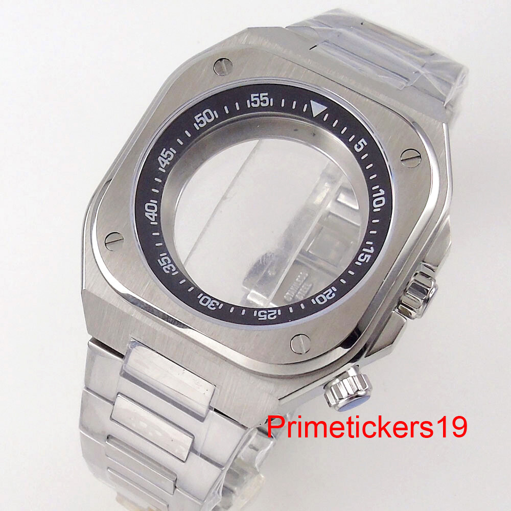 42mm Watch Case Band Sapphire+Chapter Ring Exhibition Back Fit NH35 NH36 NH38