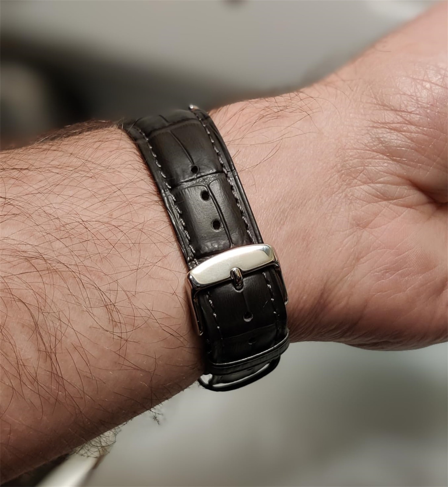 Genuine Leather Replace Stainless Steel Buckle Spare Watch Strap Width18-24mm