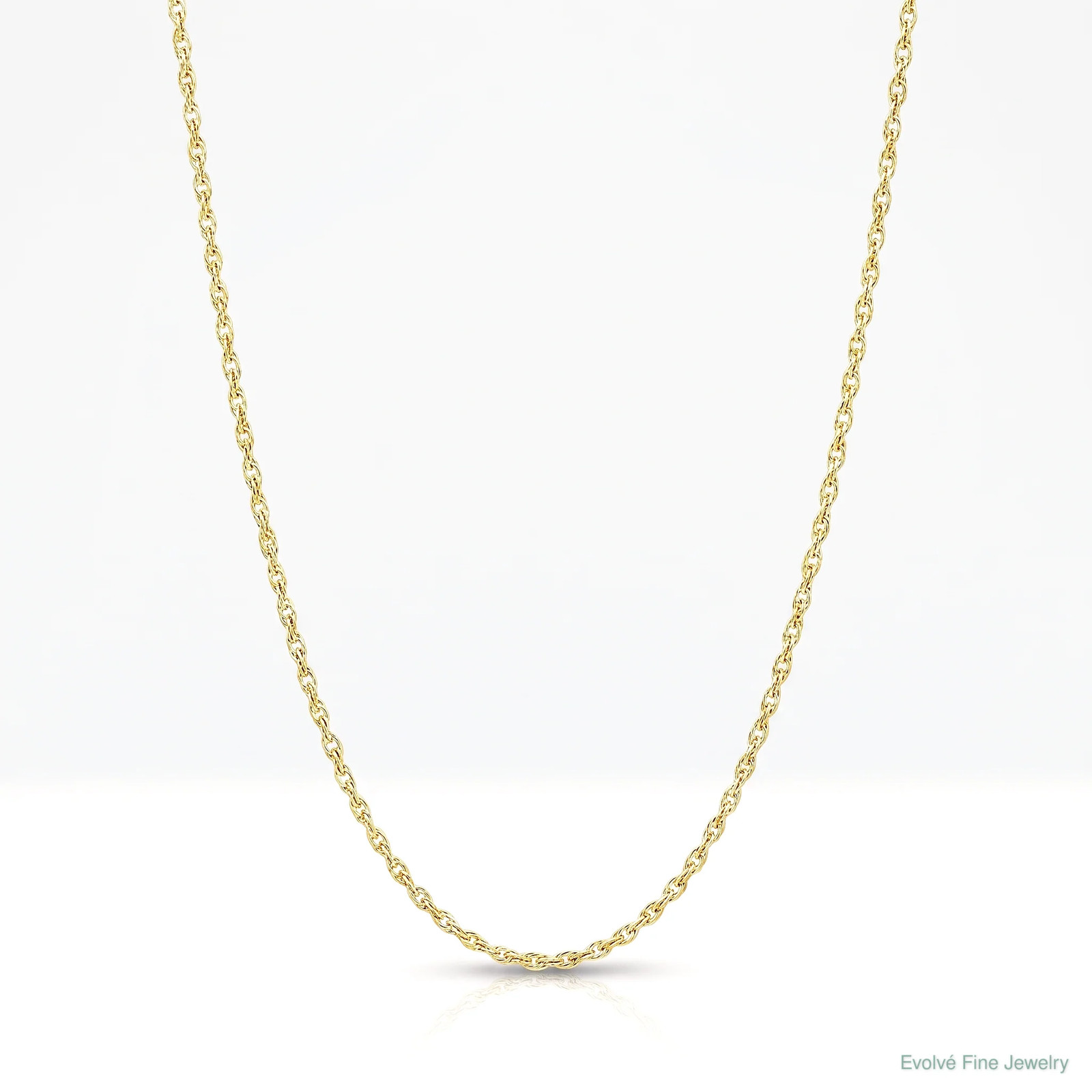 14K Yellow Gold .6 Mm Carded Cable Rope Chain Necklace 16″-24″