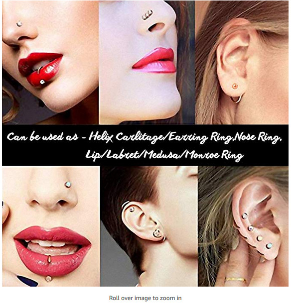 32PCS C-Shaped Nose Hoop Ring Surgical Steel Bone Studs Body Piercing Set 20G