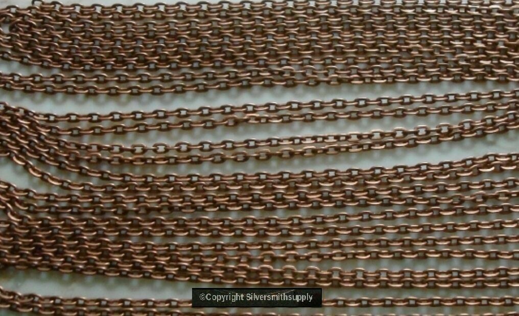 6 feet Copper plated 3x2mm flat cable link bead chain 12 links per inch PCH036B