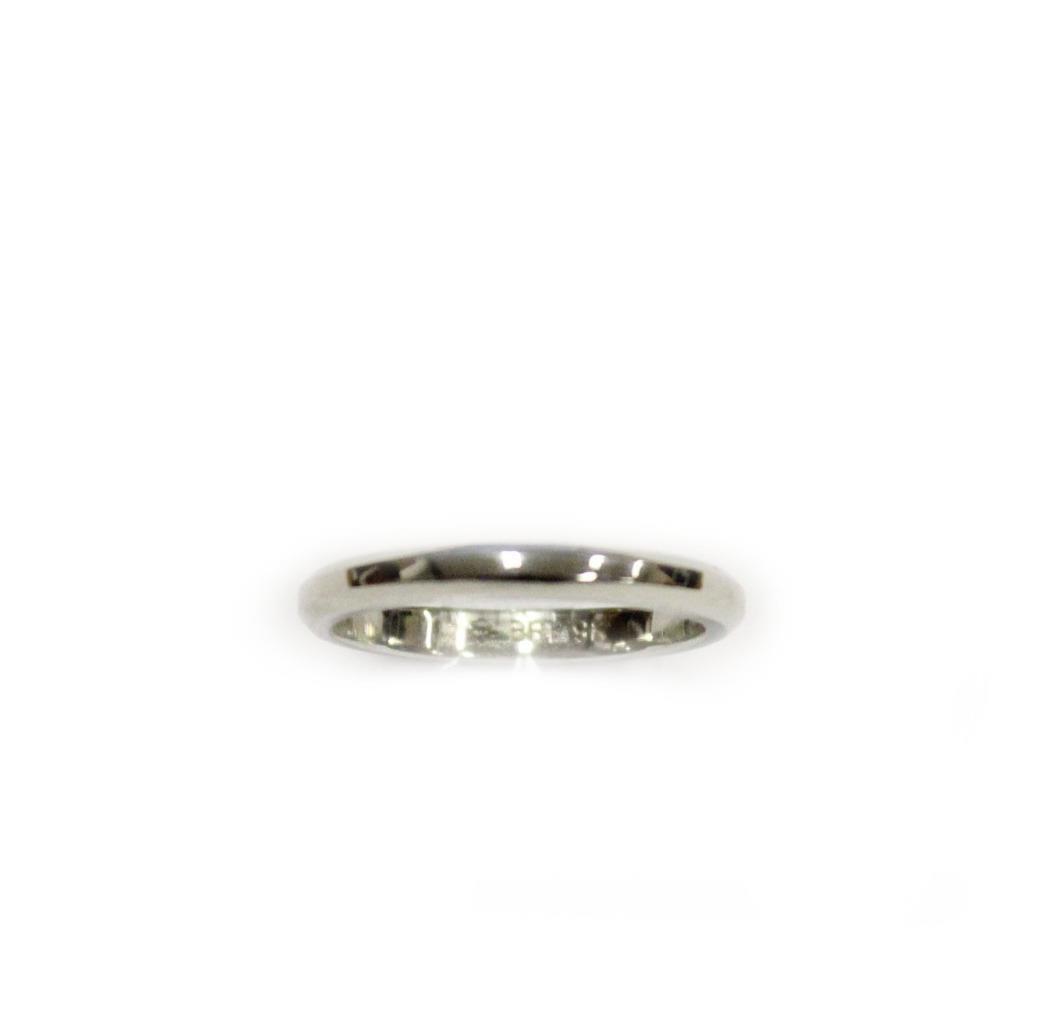 Diamond Ring 0.36ct H SI2 set in 19K white gold + 19K plain band Size-3.5