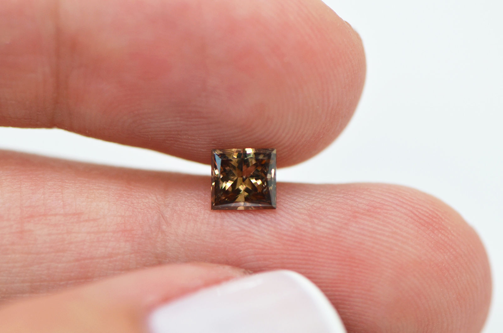 Princess Diamond Loose Fancy Brown Color SI1 Enhanced 5.11X4.77MM 0.70 Carat