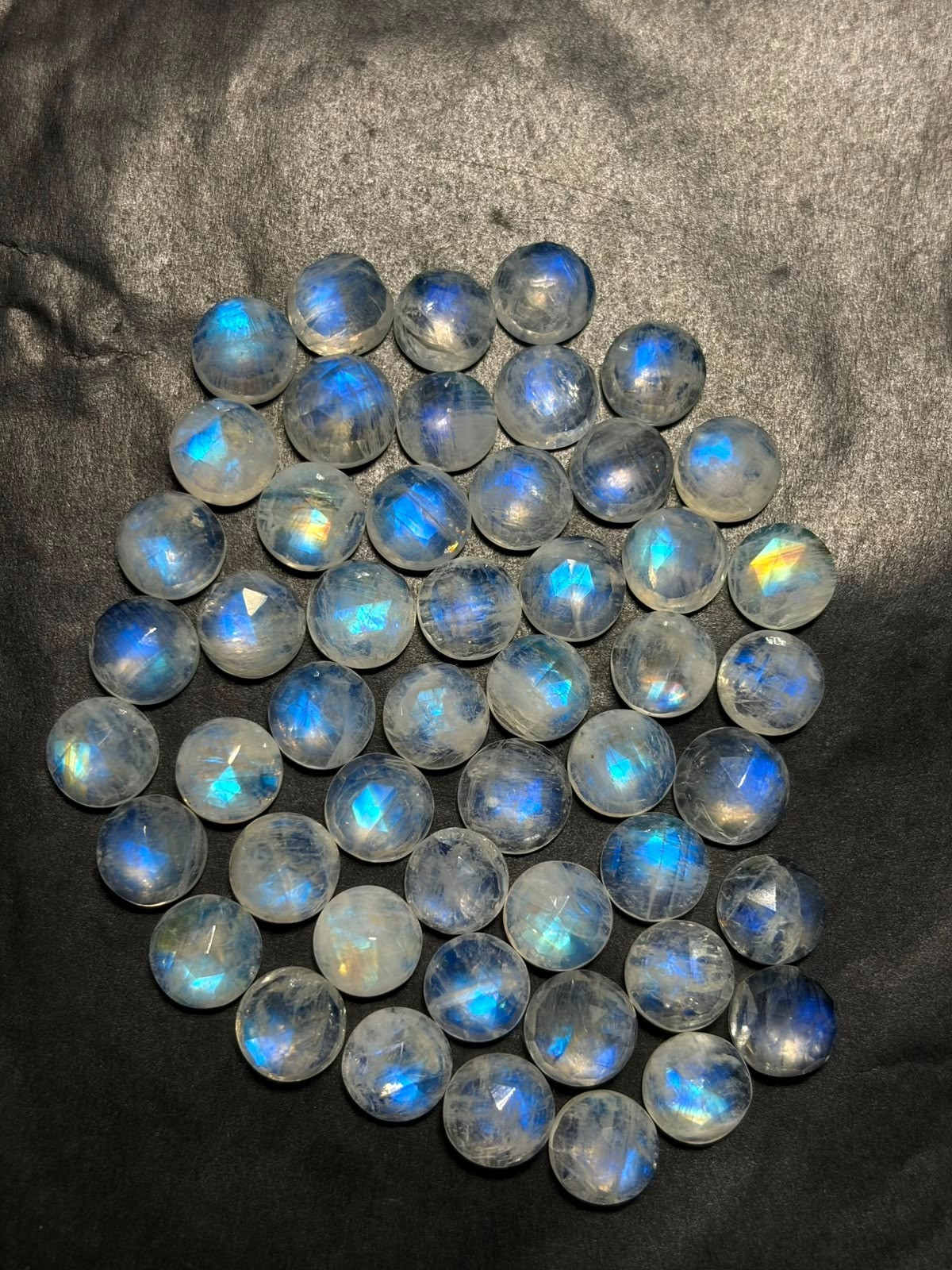 Rainbow Moonstone A One Quality 7 mm Natural Moonstone Rose Cut Loose Gemstone