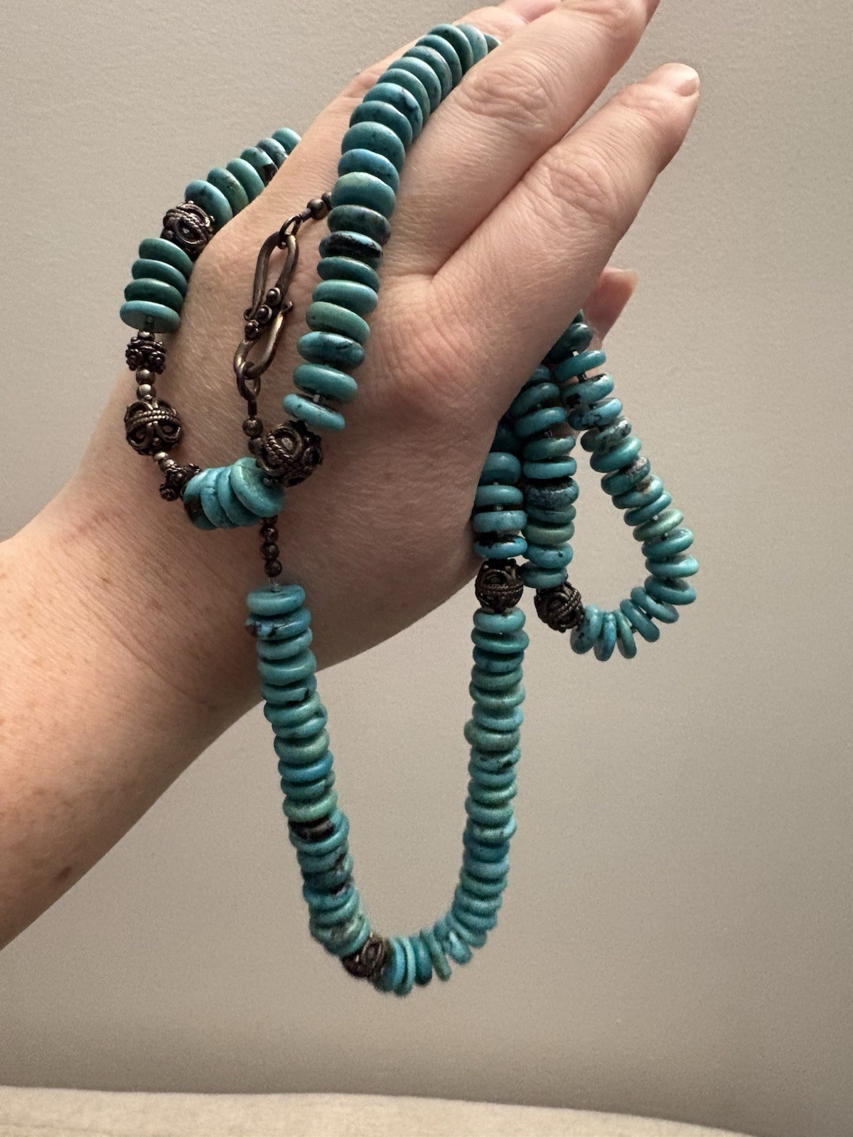 Handmade Statement Clay Horse Head and turquoise Bead Necklace